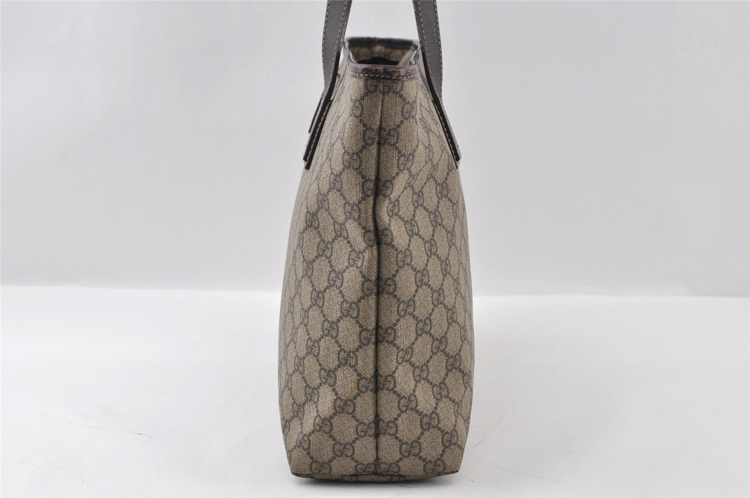 Authentic GUCCI Vintage Shoulder Tote Bag GG PVC Leather 211137 Brown 3590I