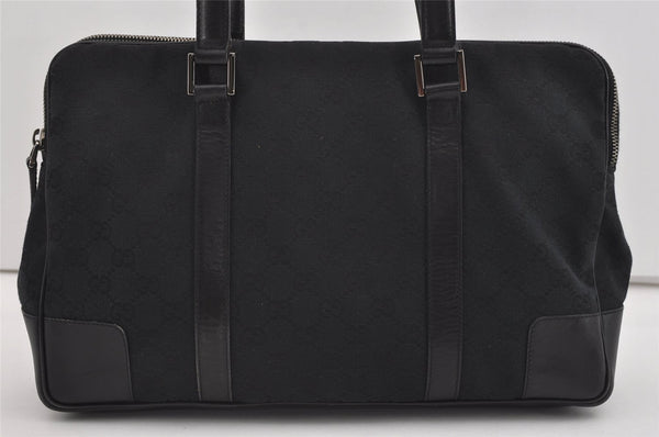 Authentic GUCCI Vintage Shoulder Hand Bag GG Canvas Leather Black 3592I