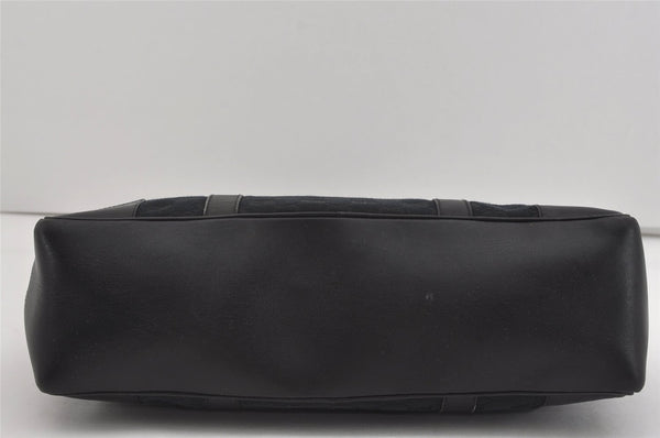 Authentic GUCCI Vintage Shoulder Hand Bag GG Canvas Leather Black 3592I