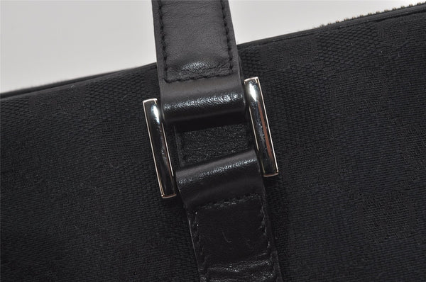 Authentic GUCCI Vintage Shoulder Hand Bag GG Canvas Leather Black 3592I