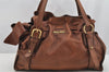 Authentic MIU MIU Vintage Leather Shoulder Tote Bag Brown 3596I