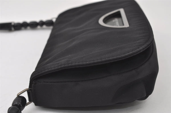 Authentic Christian Dior Maris Pearl Shoulder Bag Nylon Leather Black Junk 3601I
