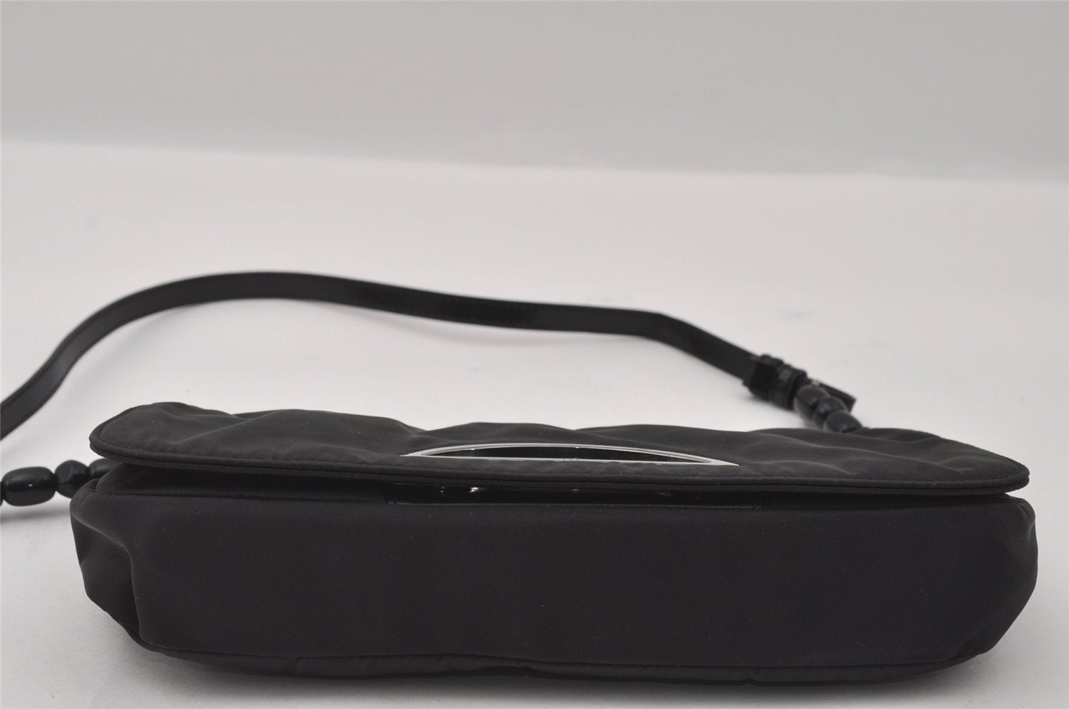 Authentic Christian Dior Maris Pearl Shoulder Bag Nylon Leather Black Junk 3601I