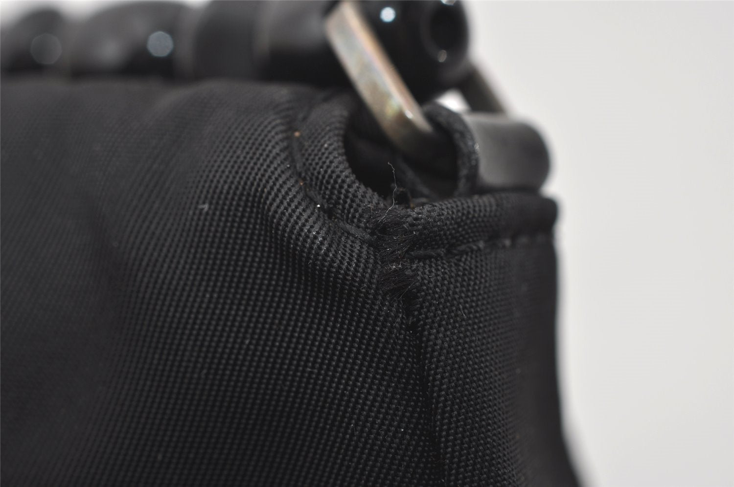 Authentic Christian Dior Maris Pearl Shoulder Bag Nylon Leather Black Junk 3601I