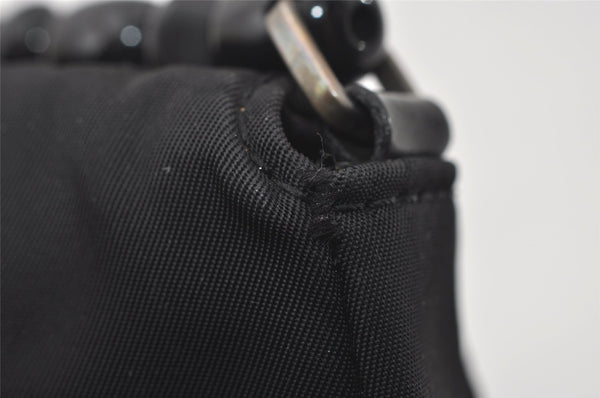Authentic Christian Dior Maris Pearl Shoulder Bag Nylon Leather Black Junk 3601I