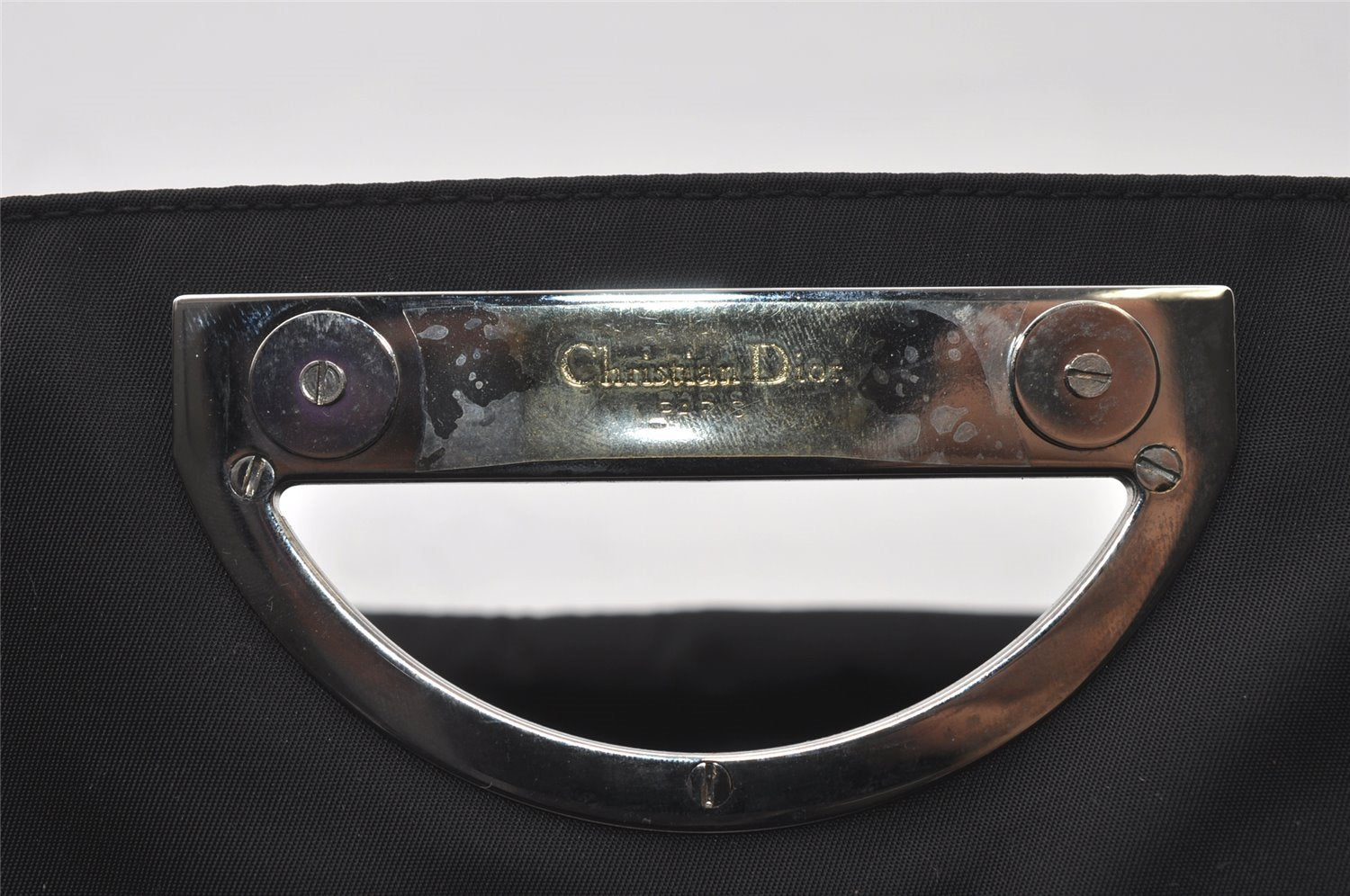 Authentic Christian Dior Maris Pearl Shoulder Bag Nylon Leather Black Junk 3601I