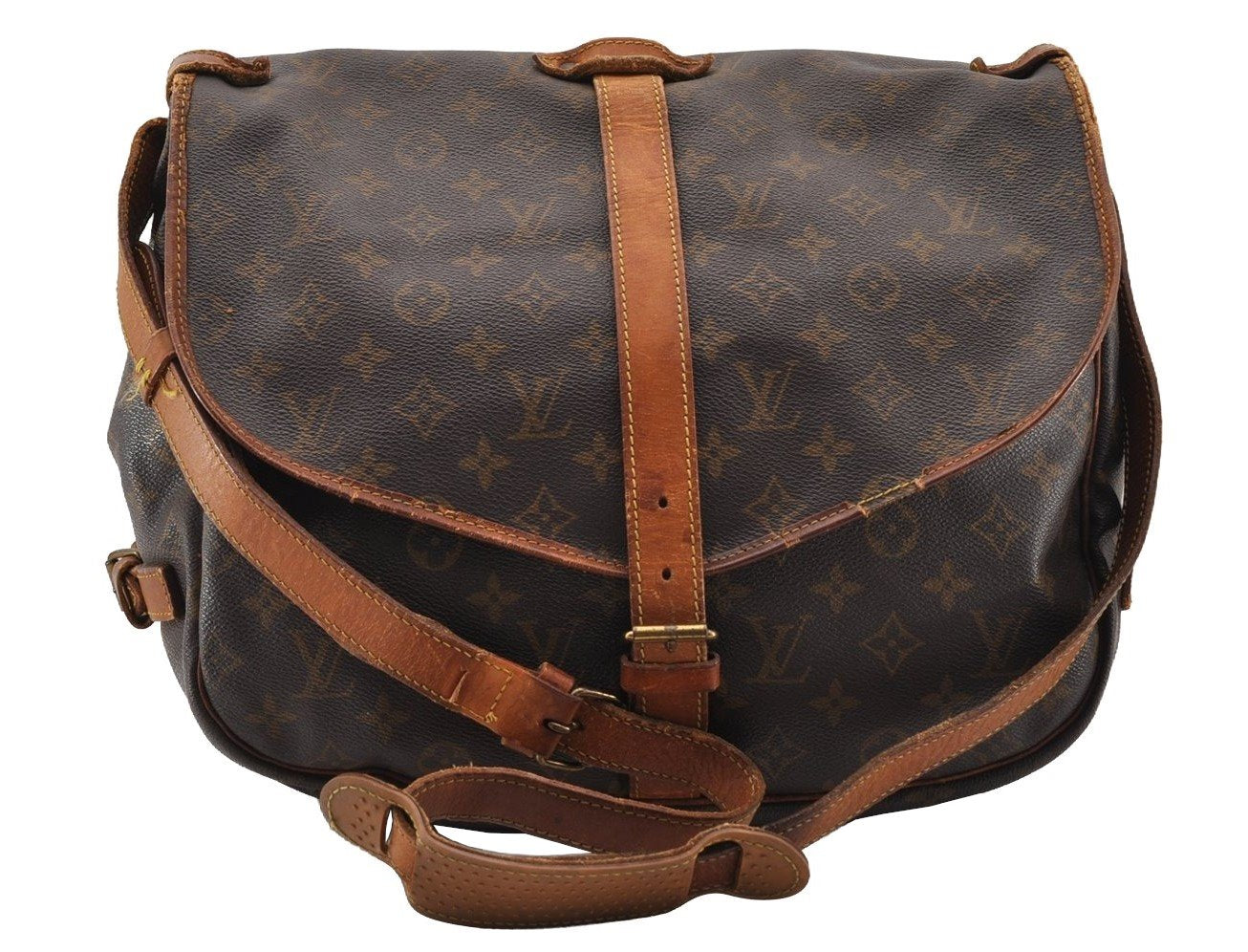 Authentic Louis Vuitton Monogram Saumur 35 Shoulder Cross Bag M42254 LV 3602I