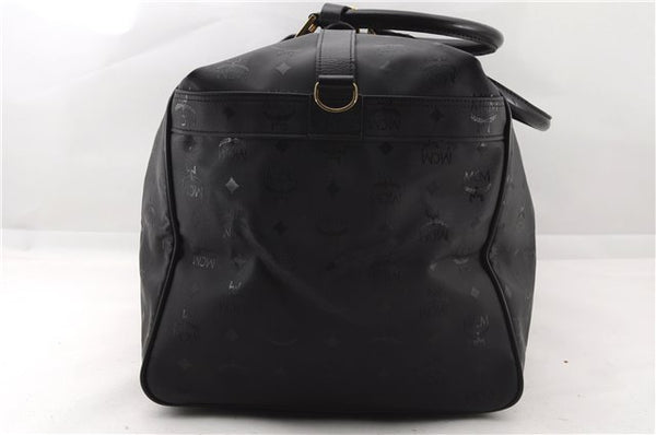 Authentic MCM Vintage PVC Leather Travel Boston Bag Black 3606F