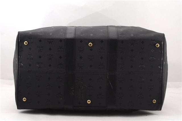 Authentic MCM Vintage PVC Leather Travel Boston Bag Black 3606F