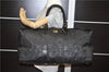 Authentic MCM Vintage PVC Leather Travel Boston Bag Black 3606F