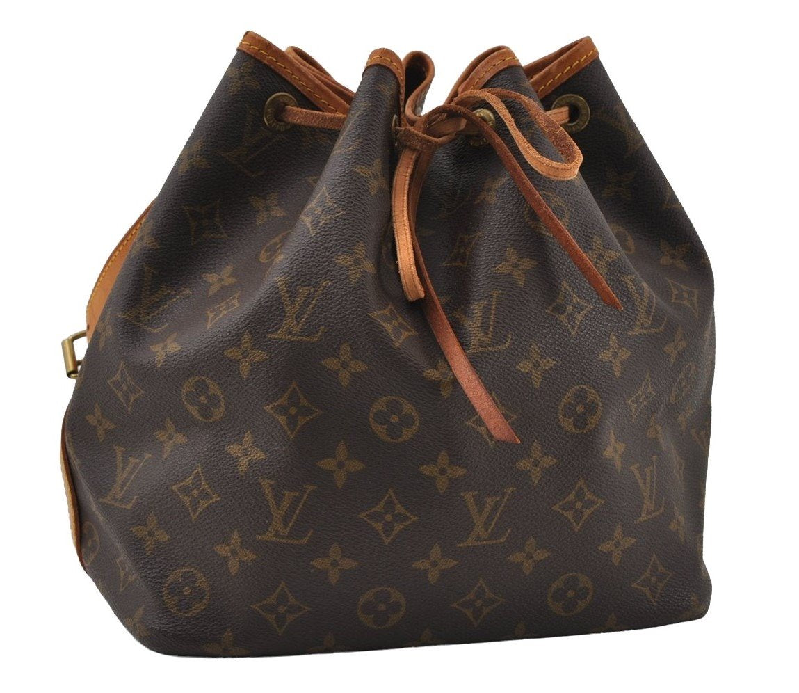 Authentic Louis Vuitton Monogram Petit Noe M42226 Shoulder Drawstring Bag 3606I