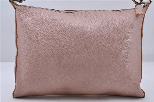 Authentic FENDI Selleria Shoulder Cross Body Bag Purse Leather Pink 3608C