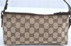 Authentic GUCCI Hand Bag Pouch Purse GG Canvas Leather 103399 Brown 3609C