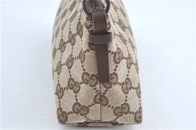 Authentic GUCCI Hand Bag Pouch Purse GG Canvas Leather 103399 Brown 3609C