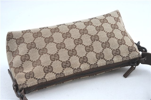 Authentic GUCCI Hand Bag Pouch Purse GG Canvas Leather 103399 Brown 3609C