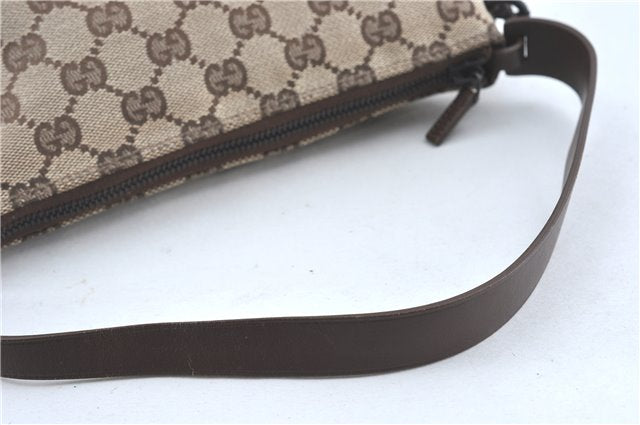 Authentic GUCCI Hand Bag Pouch Purse GG Canvas Leather 103399 Brown 3609C