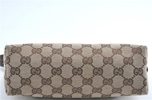 Authentic GUCCI Hand Bag Pouch Purse GG Canvas Leather 103399 Brown 3609C