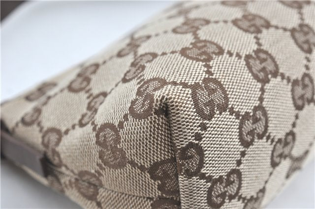Authentic GUCCI Hand Bag Pouch Purse GG Canvas Leather 103399 Brown 3609C