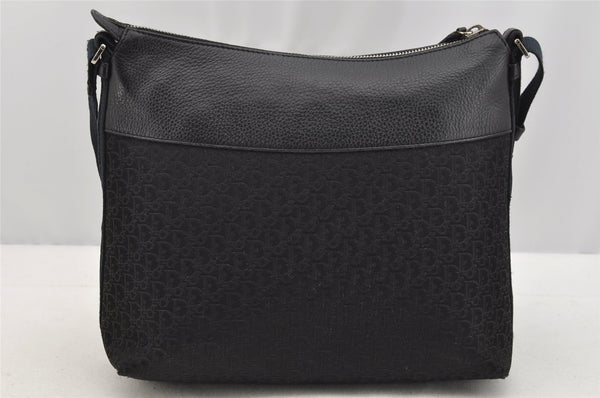 Auth Christian Dior Trotter Street Chic Shoulder Bag Canvas Leather Black 3613I