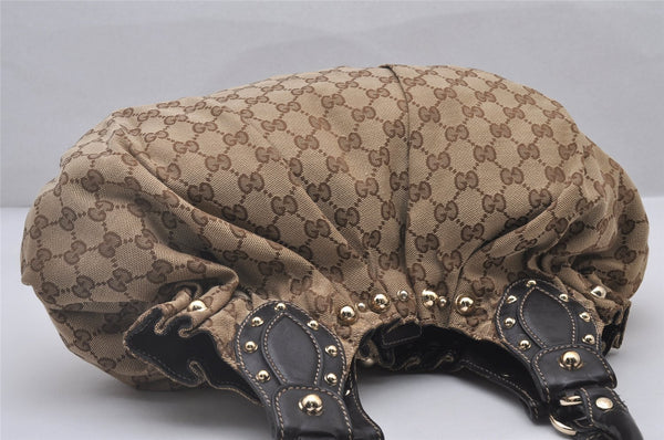 Authentic GUCCI Shoulder Hand Tote Bag GG Canvas Leather 203624 Brown 3616I