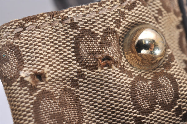 Authentic GUCCI Shoulder Hand Tote Bag GG Canvas Leather 203624 Brown 3616I