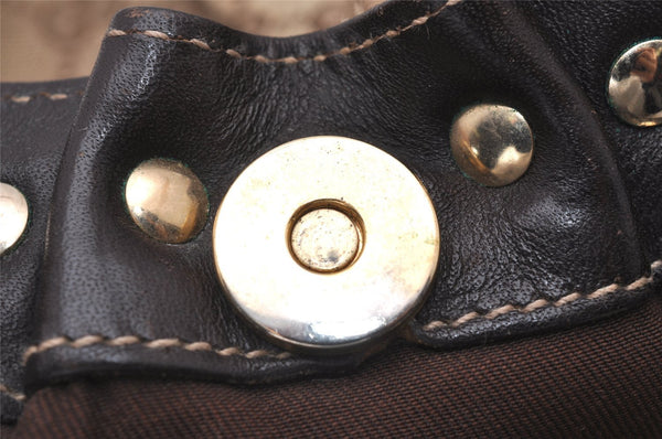 Authentic GUCCI Shoulder Hand Tote Bag GG Canvas Leather 203624 Brown 3616I