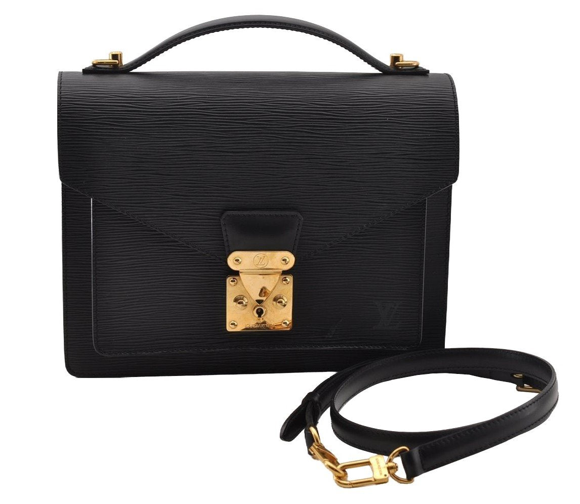 Authentic Louis Vuitton Epi Monceau 2Way Shoulder Hand Bag Black M52122 LV 3617I