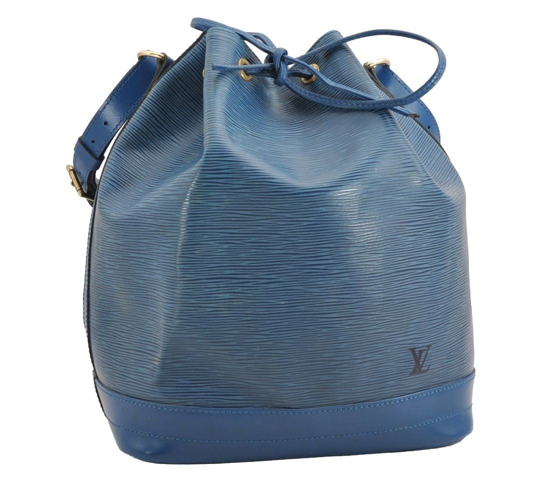 Authentic Louis Vuitton Epi Noe Shoulder Drawstring Bag Blue M44005 LV 3622I