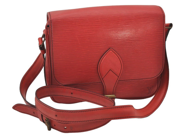 Authentic Louis Vuitton Epi Cartouchiere MM Shoulder Cross Bag M52247 Red 3623I
