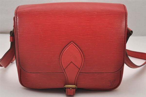 Authentic Louis Vuitton Epi Cartouchiere MM Shoulder Cross Bag M52247 Red 3623I