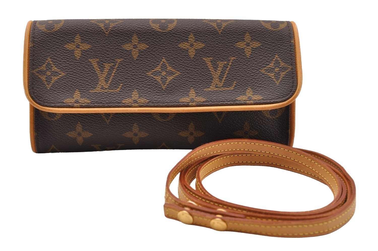Authentic Louis Vuitton Monogram Pochette Twin PM Shoulder Bag M51854 LV 3624I
