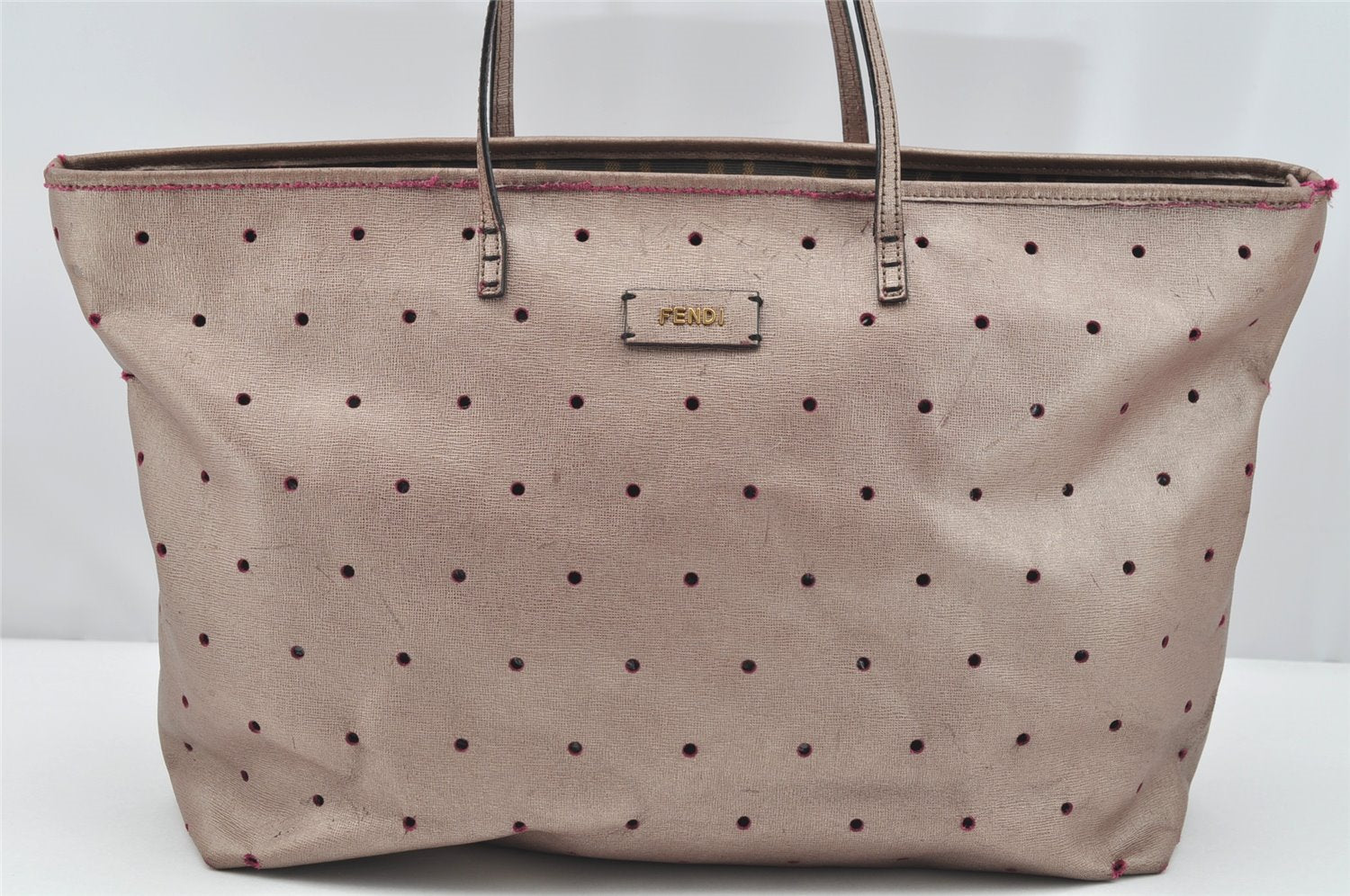 Authentic FENDI Vintage Leather Shoulder Tote Bag Pink 3625I