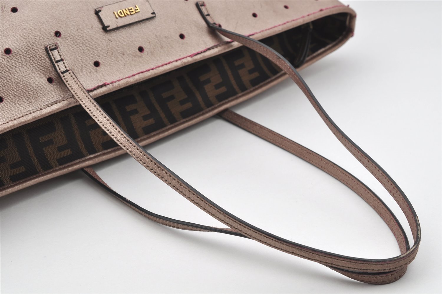 Authentic FENDI Vintage Leather Shoulder Tote Bag Pink 3625I