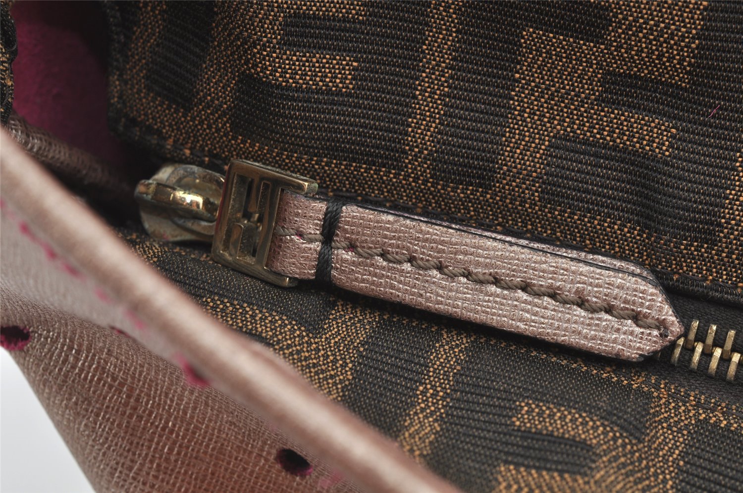 Authentic FENDI Vintage Leather Shoulder Tote Bag Pink 3625I