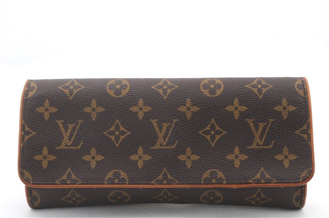 Authentic LOUIS VUITTON Monogram Pochette Twin GM Shoulder Pouch M51852 LV 3626C