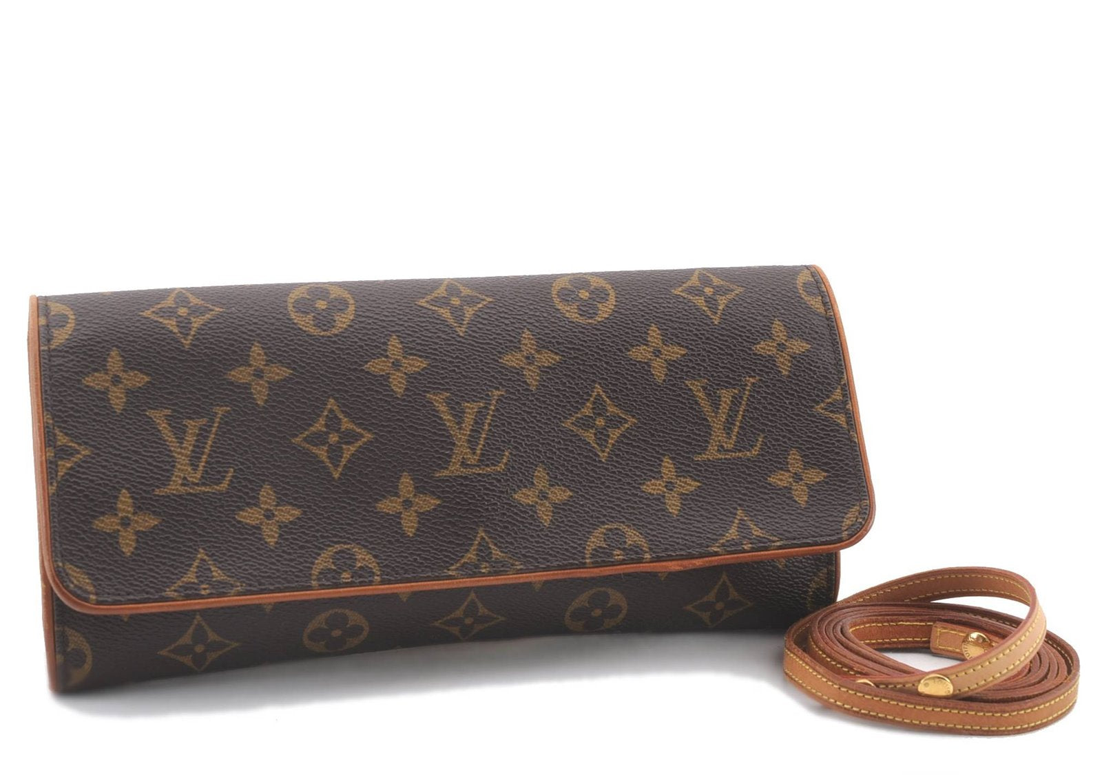 Authentic LOUIS VUITTON Monogram Pochette Twin GM Shoulder Pouch M51852 LV 3626C