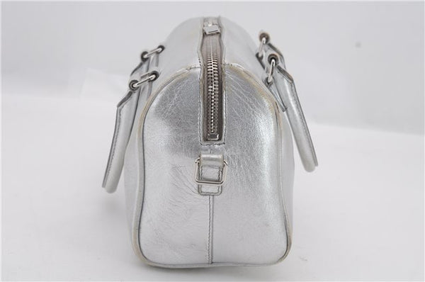 Authentic SAINT LAURENT Baby Duffle 2Way Shoulder Hand Bag Leather Silver 3632C