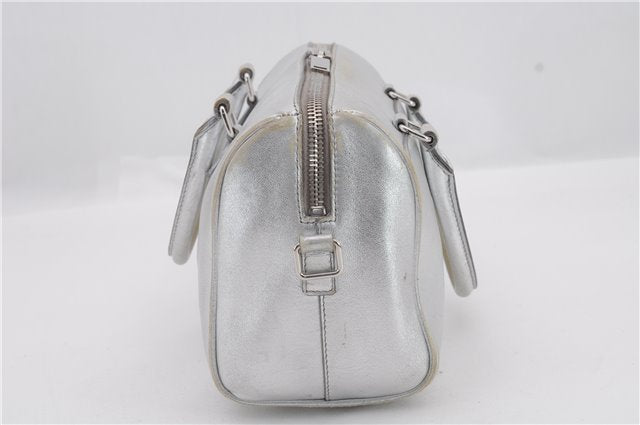 Authentic SAINT LAURENT Baby Duffle 2Way Shoulder Hand Bag Leather Silver 3632C