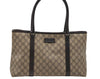 Authentic GUCCI Vintage Shoulder Hand Tote Bag GG PVC Leather 114595 Brown 3634I