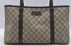 Authentic GUCCI Vintage Shoulder Hand Tote Bag GG PVC Leather 114595 Brown 3634I