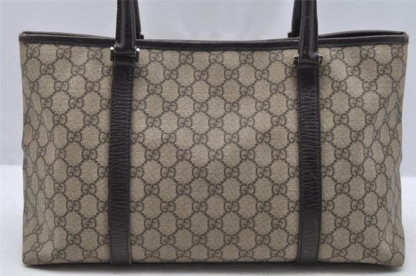 Authentic GUCCI Vintage Shoulder Hand Tote Bag GG PVC Leather 114595 Brown 3634I