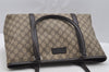 Authentic GUCCI Vintage Shoulder Hand Tote Bag GG PVC Leather 114595 Brown 3634I