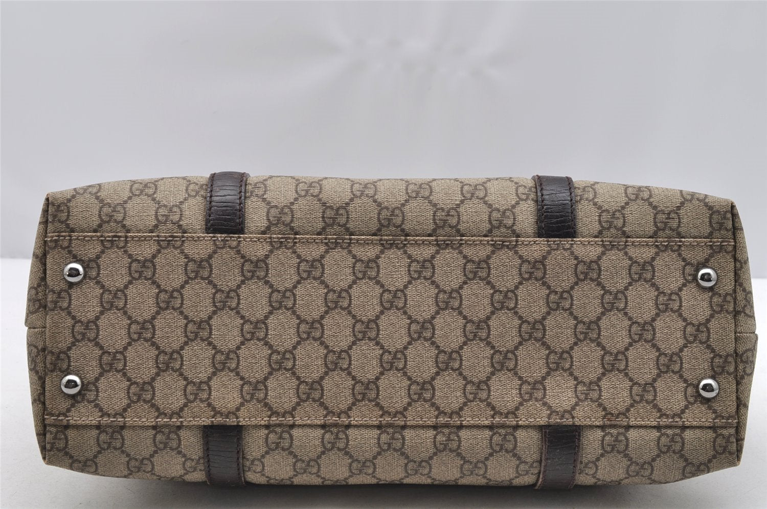 Authentic GUCCI Vintage Shoulder Hand Tote Bag GG PVC Leather 114595 Brown 3634I