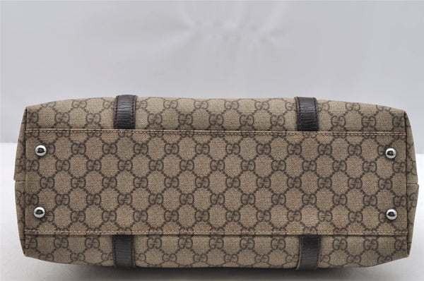 Authentic GUCCI Vintage Shoulder Hand Tote Bag GG PVC Leather 114595 Brown 3634I