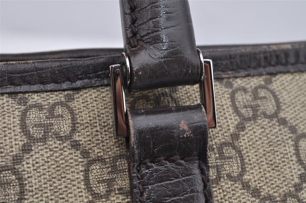 Authentic GUCCI Vintage Shoulder Hand Tote Bag GG PVC Leather 114595 Brown 3634I
