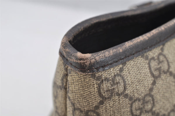 Authentic GUCCI Vintage Shoulder Hand Tote Bag GG PVC Leather 114595 Brown 3634I