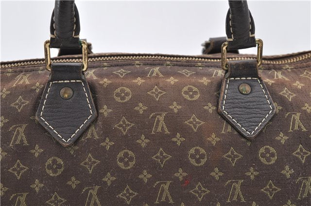 Auth LOUIS VUITTON Monogram Mini Lin Speedy 30 Hand Bag Brown M95224 LV 3635C