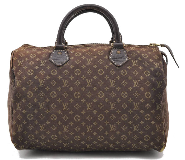 Auth LOUIS VUITTON Monogram Mini Lin Speedy 30 Hand Bag Brown M95224 LV 3635C