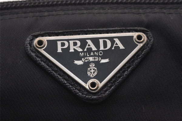 Authentic PRADA Vintage Nylon Tessuto Saffiano Leather Pouch Purse Black 3644I