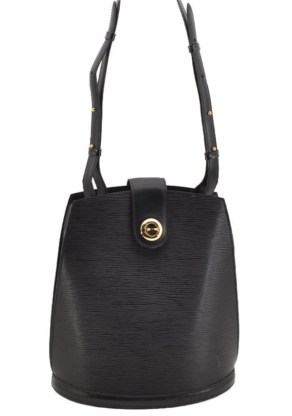 Authentic Louis Vuitton Epi Cluny Shoulder Bag Purse Black M52252 LV 3646I